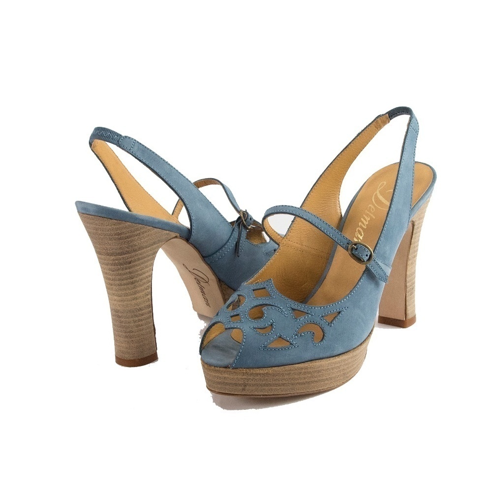 Sahara Denim Suede Mary Jane Platform Heels 9